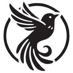 Silhouette of a bird on white background