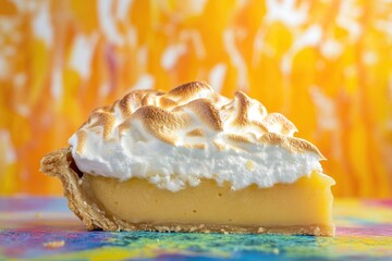 A slice of pie on a table, perfect for food photography or illustration
