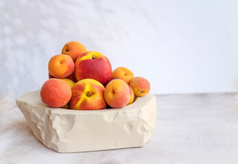 Fresh Peaches in Modern Stone Fruit Bowl 