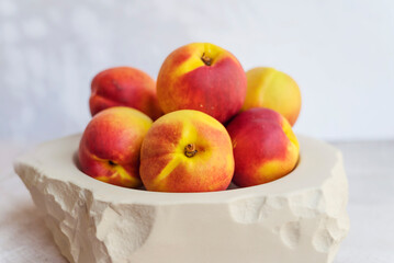 Fresh Peaches in Modern Stone Fruit Bowl 