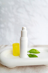 Vitamin C face cream in a marble tray 