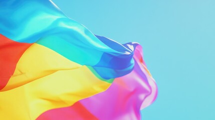 Fototapeta premium A colorful flag waving high in the air, perfect for depicting national pride or diversity celebrations