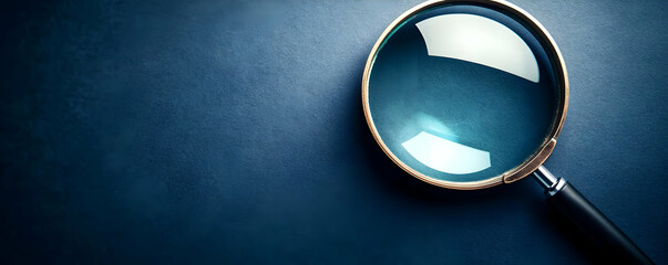 A close-up view of a magnifying glass on a dark background, symbolizing investigation.