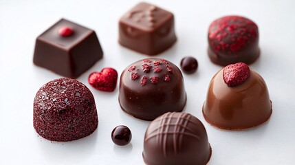 Valentine’s Day chocolates, rich and tempting, ideal for romantic gifts, cards, and festive designs with a sweet, indulgent vibe.