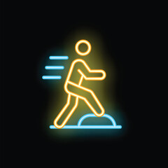 Neon style icon of a person running and leaving speed lines, representing the concept of speed and motion