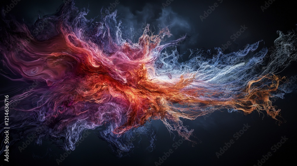 Aufkleber explosive streaks of longing in the emotional ether creating a vivid abstract artwork in digital med