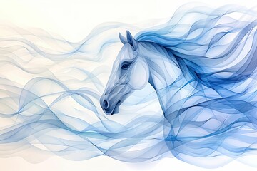 Intricate Full-Length Depiction of a Horse Illustrated in Traditional Chinese Ink Wash Painting Style Showcasing Delicate Brushwork and Flowing Lines