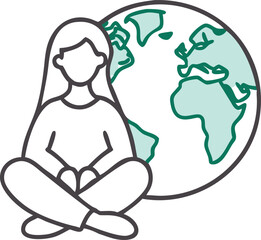 Elegant Woman and Globe Illustration for Eco Campaigns