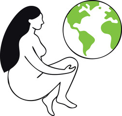 Elegant Woman and Globe Illustration for Eco Campaigns