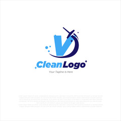 Letter V with windows cleaning logo and swoosh
