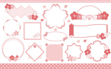 桜のフレームセット　ピンク色　テキストなし