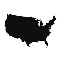 Simple Black and White Silhouette Map of the United States