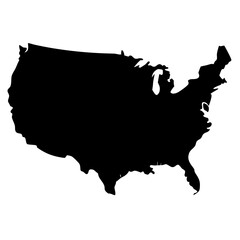 Simple Black and White Silhouette Map of the United States