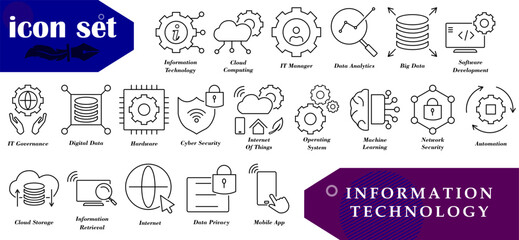 Information Technology Icon Set, ideal for websites, mobile apps, presentations, infographics and marketing materials.
