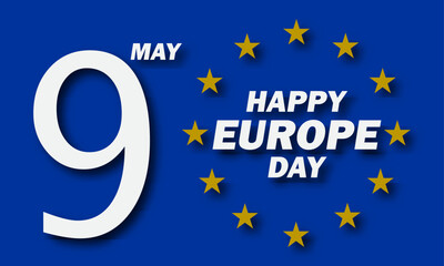 Europe Day is celebrated every year on May 9 to celebrate peace and unity throughout Europe. Vector illustration.  Paper Art and Paper Cut Out Concept.