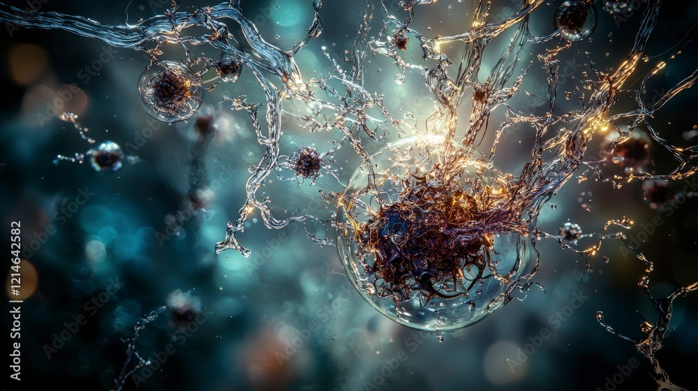 Poster Molecular dynamics exploration abstract lab space digital art ethereal atmosphere close-up view conceptual imagery
