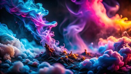 Fototapeta premium Abstract Macro Smog Leak: Blue Magenta Steam Blend, Sorcery Spell Art Background