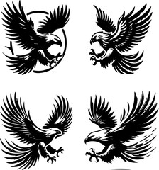 wagle, eagle flying, eagle silhouette, eagle silhouette set, eagle flying set