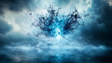 Fototapeta premium Gust of pain breaking through the veil of dreams abstract landscape digital art surreal environment dramatic viewpoint