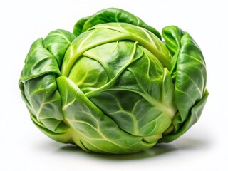 Fototapeta premium Single Brussels Sprout, Isolated on White, Panoramic Food Photography