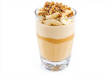 Creamy Banana Dessert in Layered Glass with Tasty Toppings