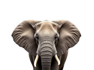 Portrait of an elephant isolated on transparent background
