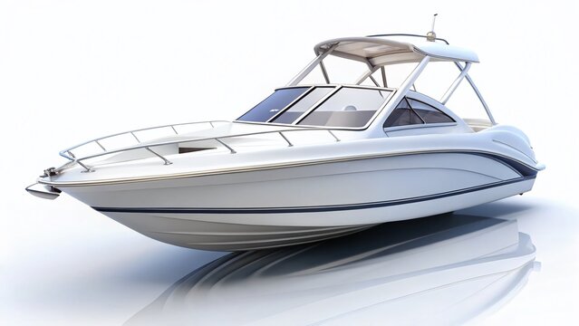 Sleek White Jet Boat Isolated on Pure White Background - Perfect for Design Projects