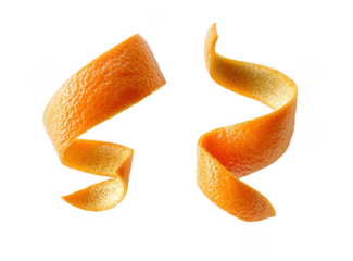 Spiral orange peel twist isolated on transparent or white background