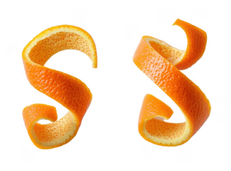 Spiral orange peel twist isolated on transparent or white background