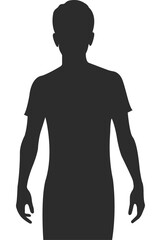 Silhouette of a man with a slim figure in a T-shirt, a man with a model physique, black icon.