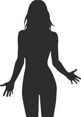Silhouette of a beautiful and slim woman with a model physique, black icon.
