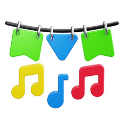 Birthday Music Notes 3d render icons