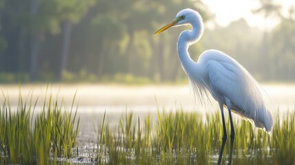 Obraz premium Serene Wildlife in Coastal Ecosystem at Sunrise