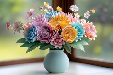 a diy paper flower project featuring vibrant and intricately crafted paper f