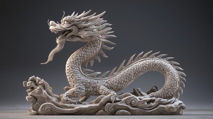 Fototapeta premium Detailed Chinese Dragon Statue Illustration