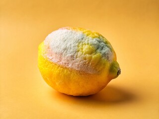 Spoiled Moldy Lemon Minimalist Still Life Photography - Pale Yellow Background