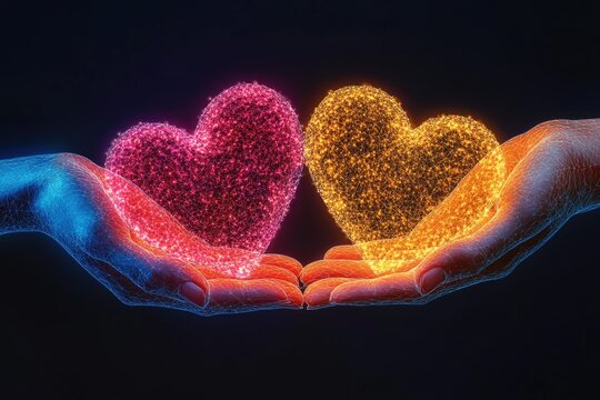 Couple's affectionate moment with a radiant symbol of love