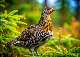 Spruce Grouse in Alaskan Wilderness: A Candid Portrait of Wildlife