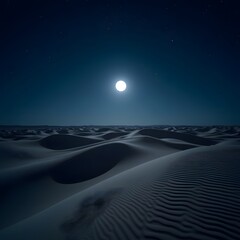 Naklejka premium Moonlit Majesty A Serene Desert Symphony Under Starry Skies