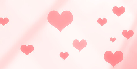 Valentine background pink heart shapes love shadow decor bokeh romance card wedding festive valentine's day backdrop, wallpaper couple greeting holidays pink pattern template event.