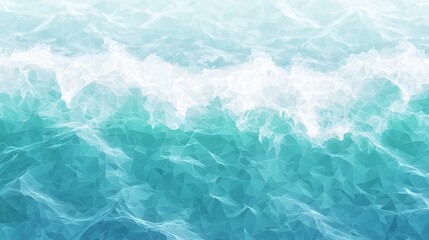 Fototapeta premium Oceanic Geometry - Low-Poly Stylized Water Wave in Turquoise with White Crest, Cinematic Ultra-Detailed Artwork