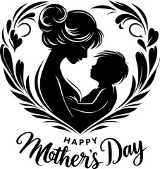 Silhouette of Mother and Child for Happy Mother's Day