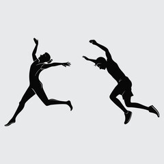  Two-person-jumping image silhouette vector art and illustration