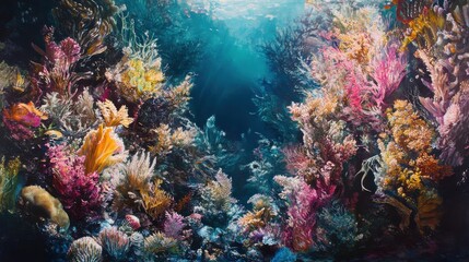Obraz premium Vibrant Plants in a Serene Reef Environment