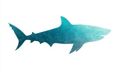 Obraz premium Cinematic Low-Poly Silhouette: Menacing Shark in Navy-Teal Gradient with Ultra-Detailed Features