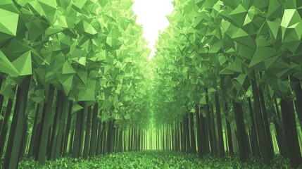 Obraz premium Vibrant Low-Poly Tree Cluster in Stylized Forest - Ultra-Detailed Cinematic Artwork