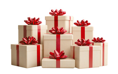 Obraz premium gift boxes with red bows isolated in transparency background