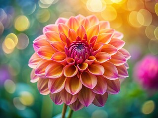 Obraz premium Stunning Dahlia Flower Bokeh Photography: Vibrant Petals & Soft Background