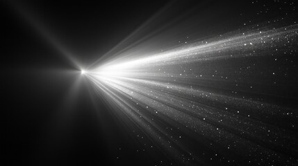 White light beams on black transparent background. Dynamic light ray animation. Luminous shining flashlight/spotlight in the dark. Sunbeam glowing motion graphics effect.