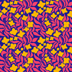 Seamless Oenothera flower pattern. Vector illustration